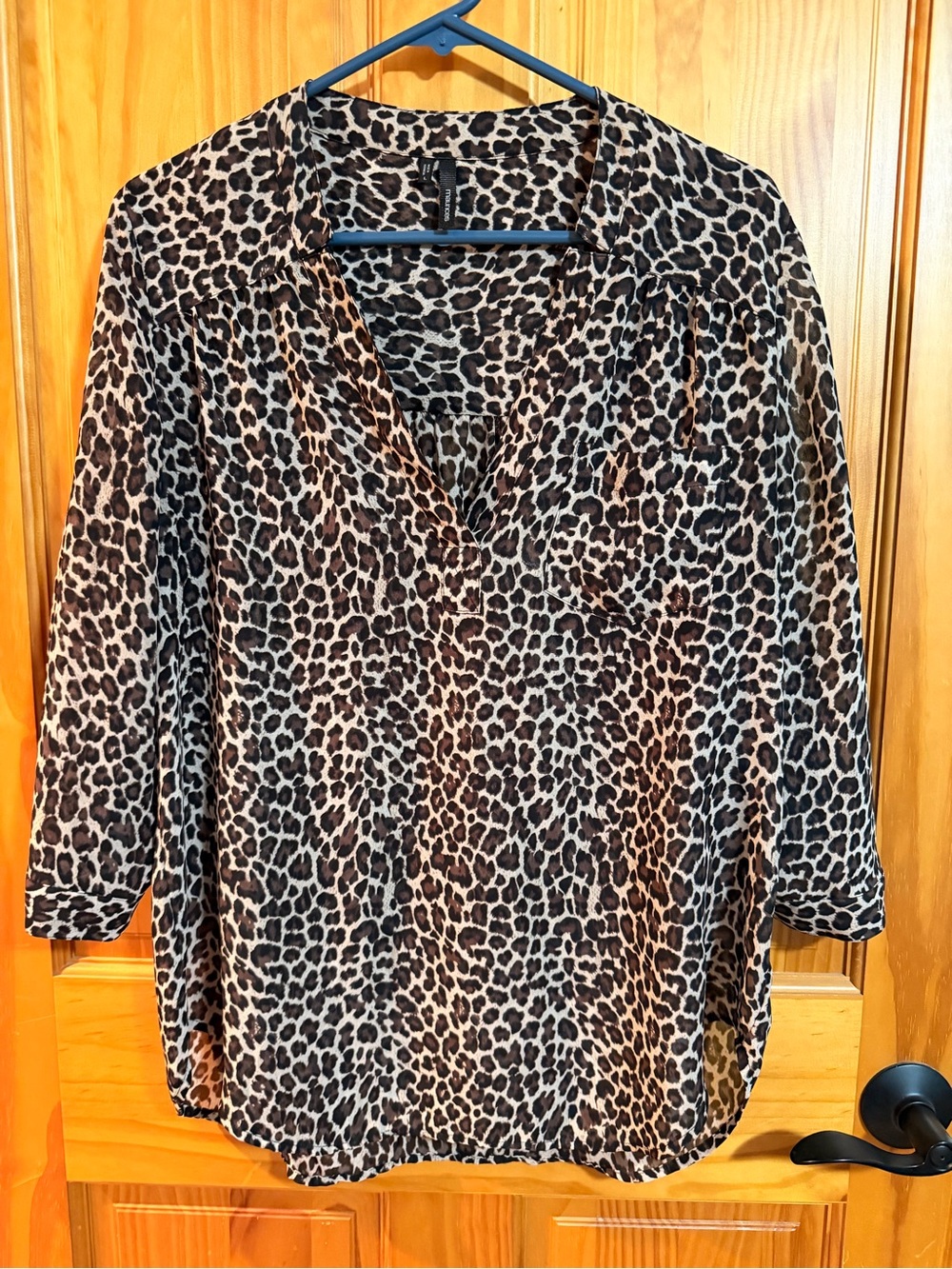 Maurices Leopard Print V-Neck Blouse in Brown and Black